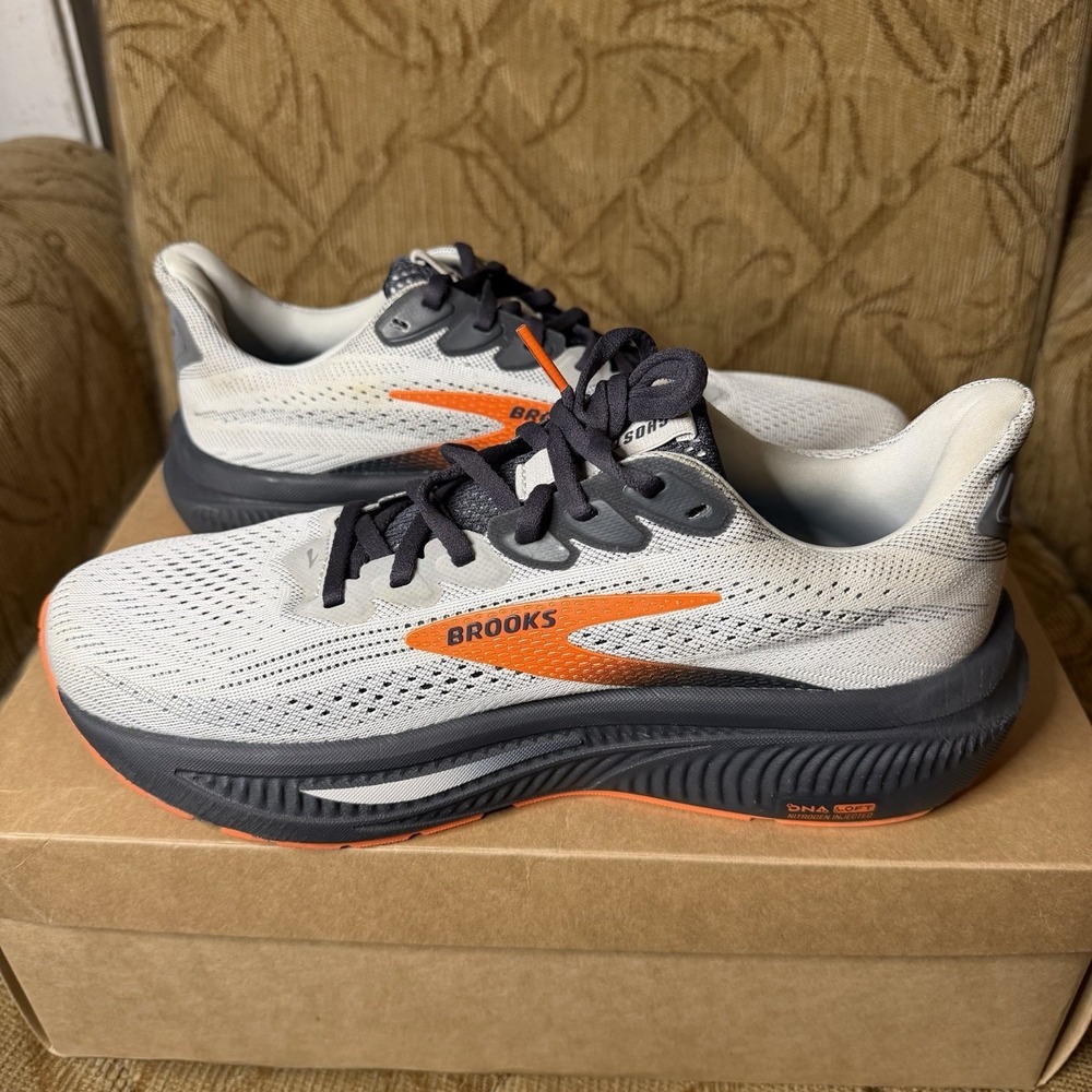 Brooks Ghost 17 Gray Black Orange Running Shoes 1104422E048 Mens Size 8 2E Nice - Picture 3 of 9
